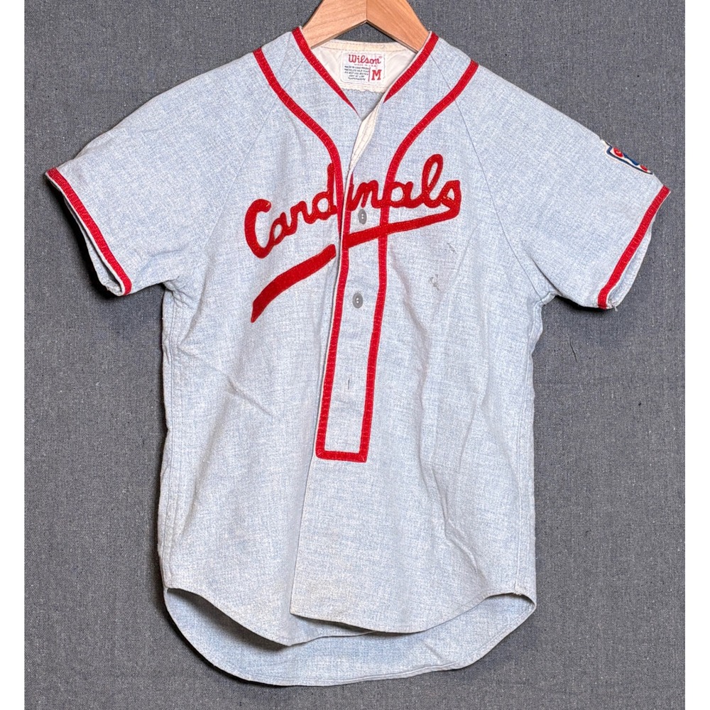 Vintage Wilson Little League Cardinals Baseball Jersey Blue Red Kids Medium USA